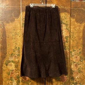 Suede Maxi Skirt Chocolate Brown Size 8
